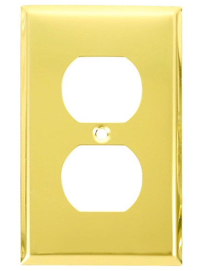 Classic Single Duplex Cover Plate In Polished Brass.